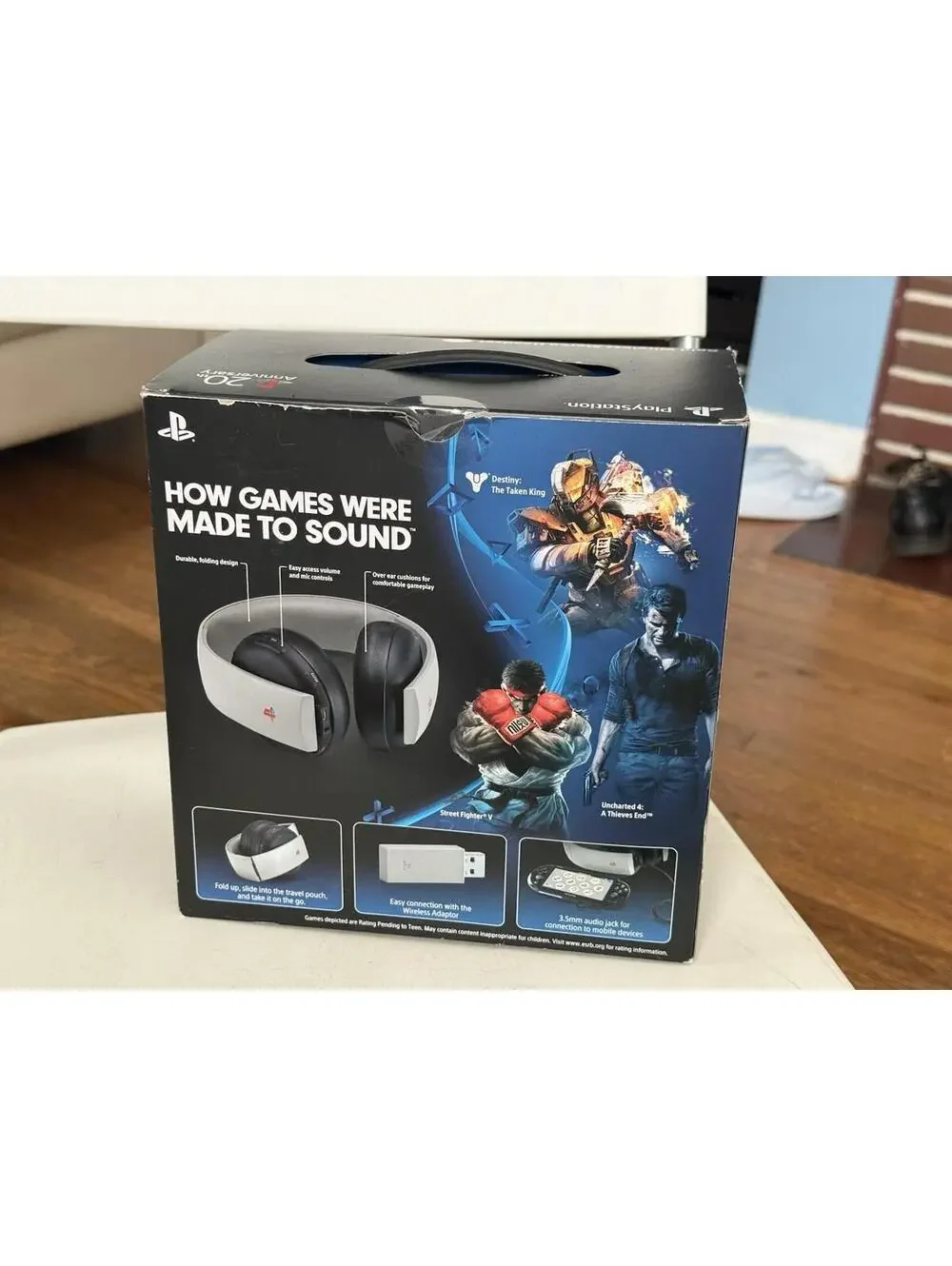 sony playstation 4 gold wireless headset W/box , Missing Adapter , ( Untested )